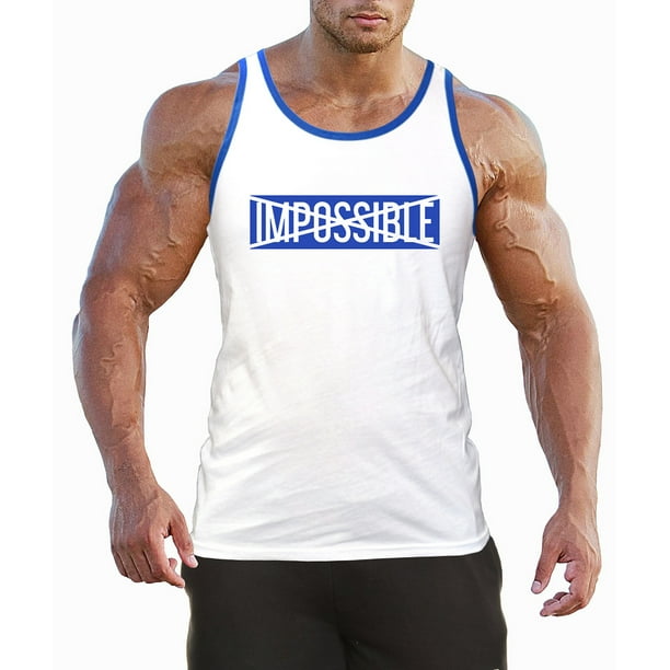 Mens Not Impossible V405 White Gym T-Shirt Tank Top 